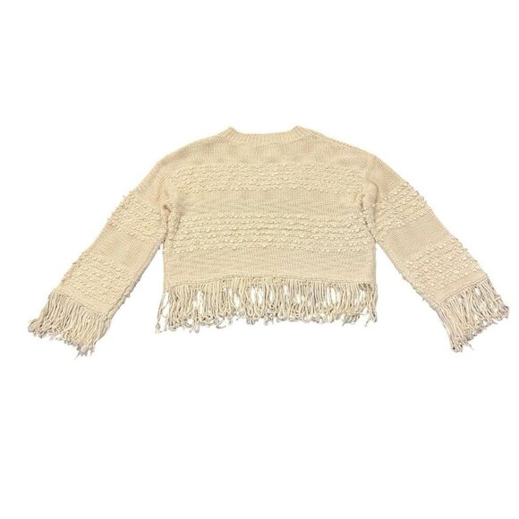 Ellison Sweater Cream Fringe Trim Women’s Large L/S Boutique Boho‎ Knit NWT - Picture 4 of 10